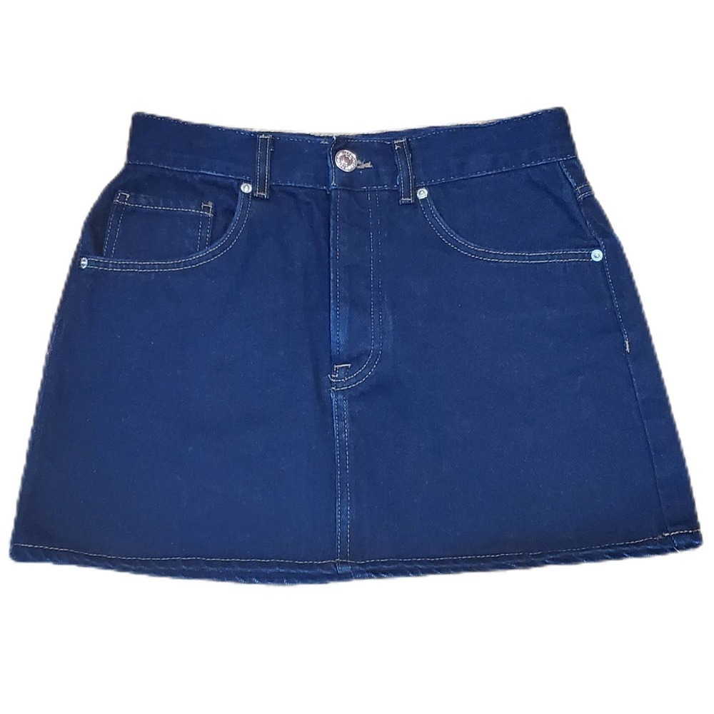 Forever 21 Denim Jean Mini Skirt Button Fly Indigo‎ Blue Rustic Women's Size 27